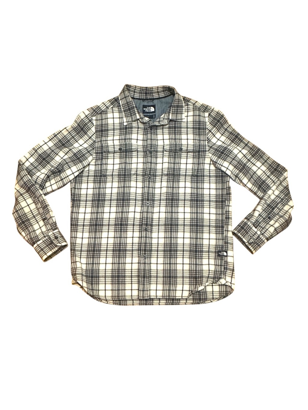 The North Face Men’s Plaid Snap Front Flannel Shirt Black White M NWOT